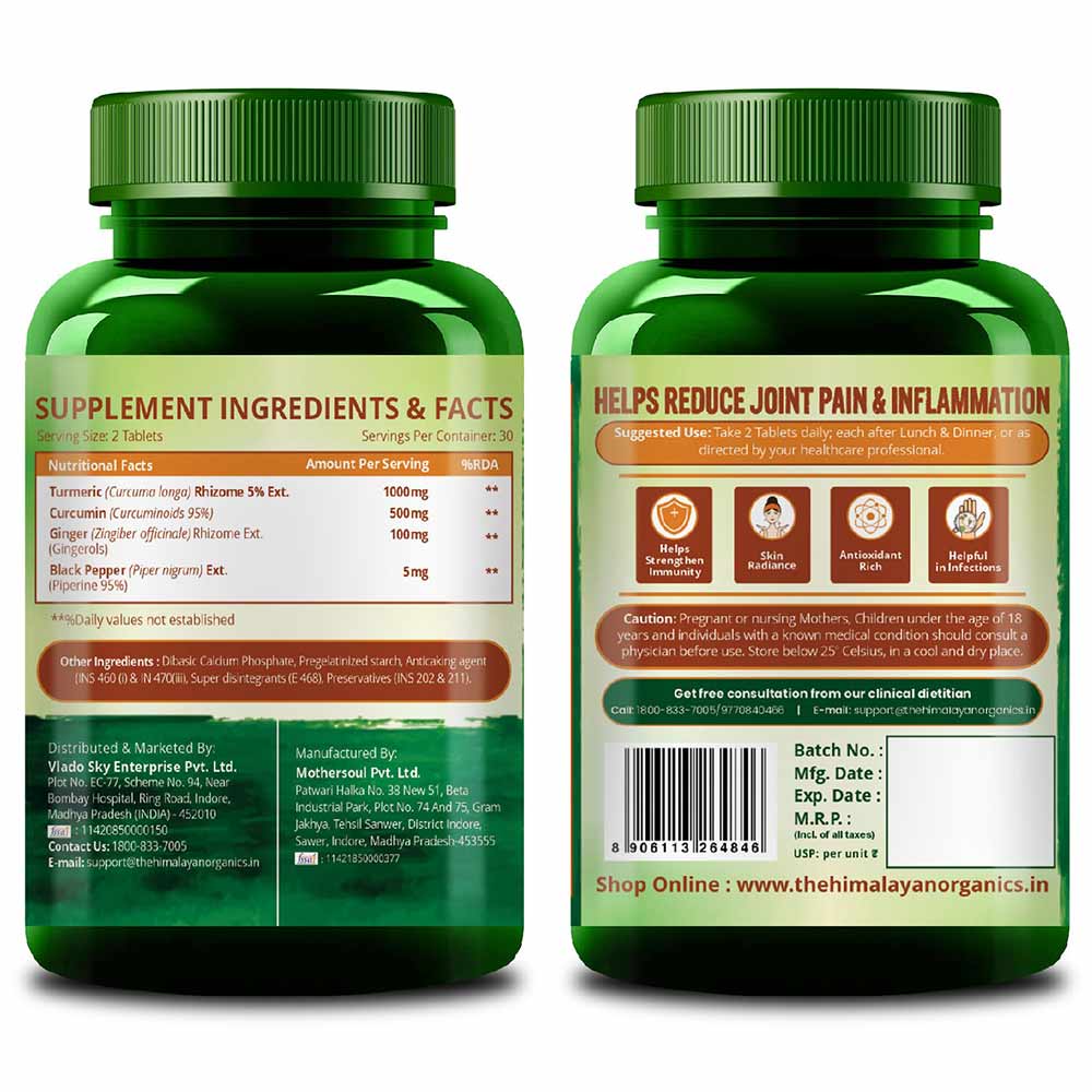 8 - Vlado's Himalayan Organics Curcumin 1600mg+,  60 tablet(s) 