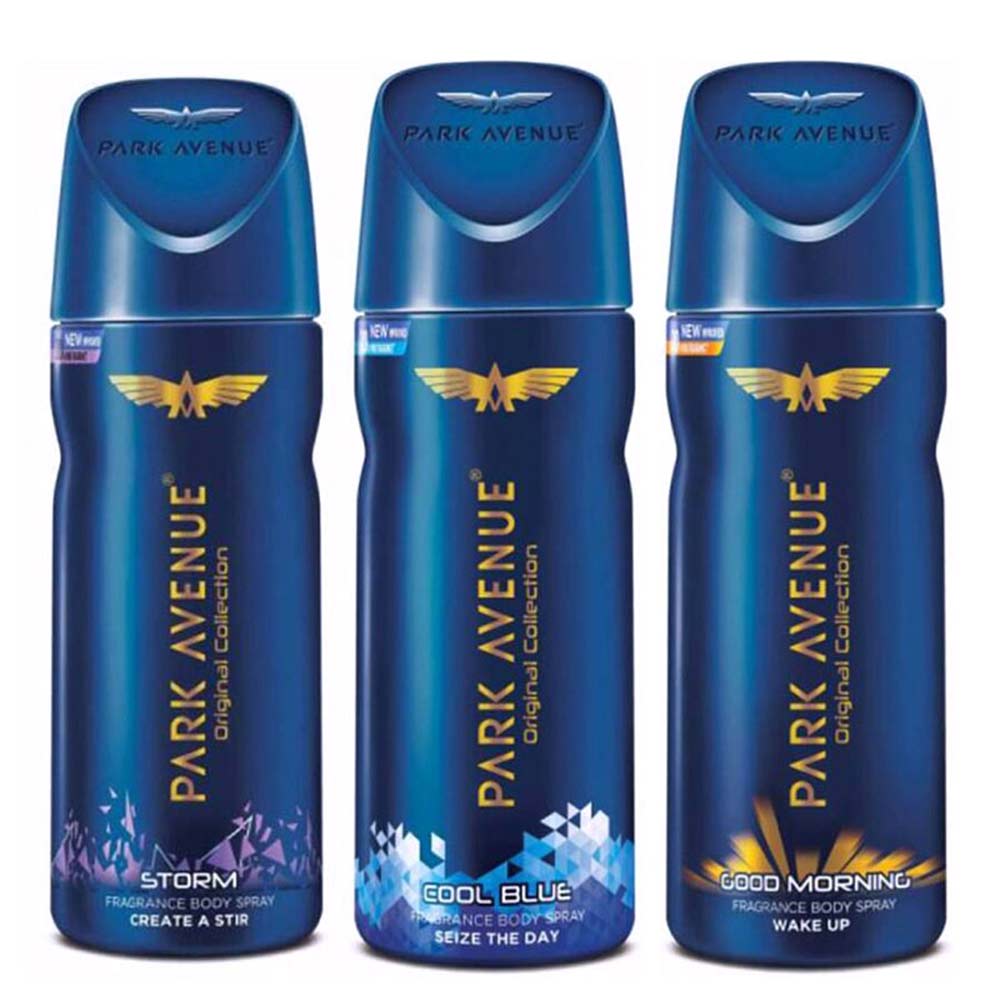 Park Avenue Good Morning Cool Blue and Storm Deo Combo of 3,  130 ml  for Men 