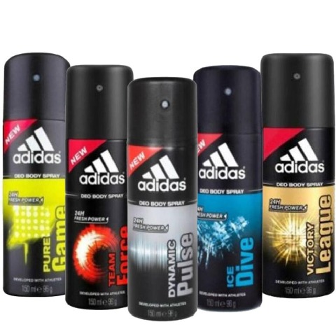 Adidas Ice Dive Pure Game Team Force Victory League and Dynamic Pulse Deo Combo of 5,  150 ml  for Men 