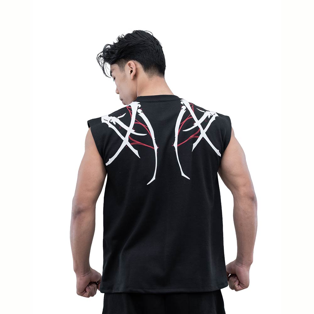3 - Athflex Men's Sleeveless Tribal Boxy Tank,  Small  Black 