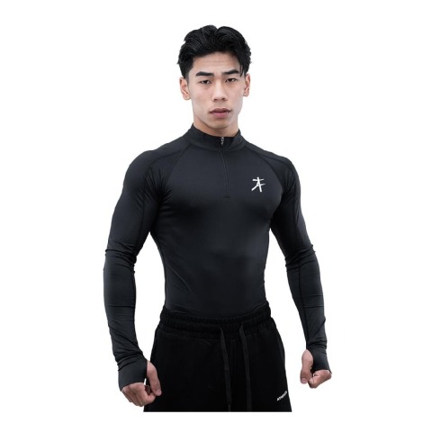 1 - Athflex Men's Compression Fit Hustle Highneck Pullover,  Black  Large 
