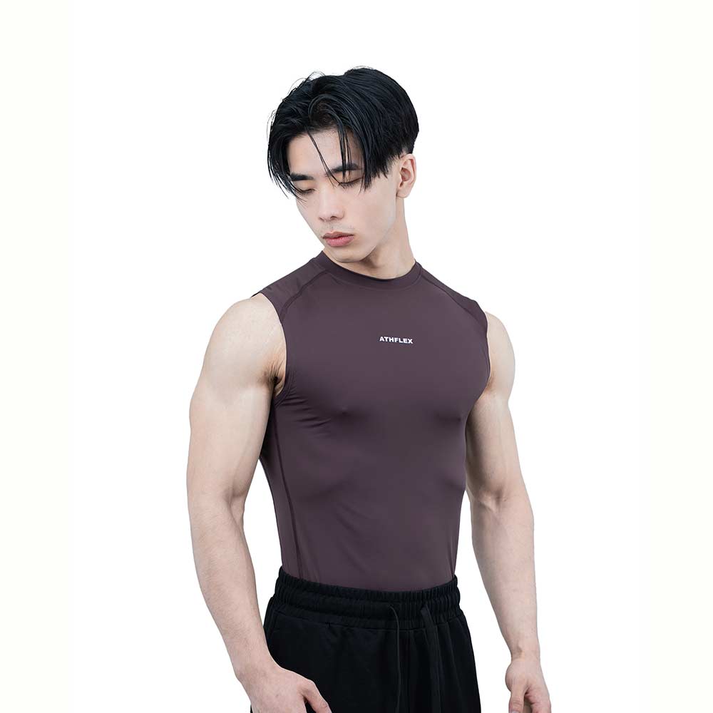 4 - Athflex Men's Sleeveless Ace Compression Tank,  XXL  Aubergine 