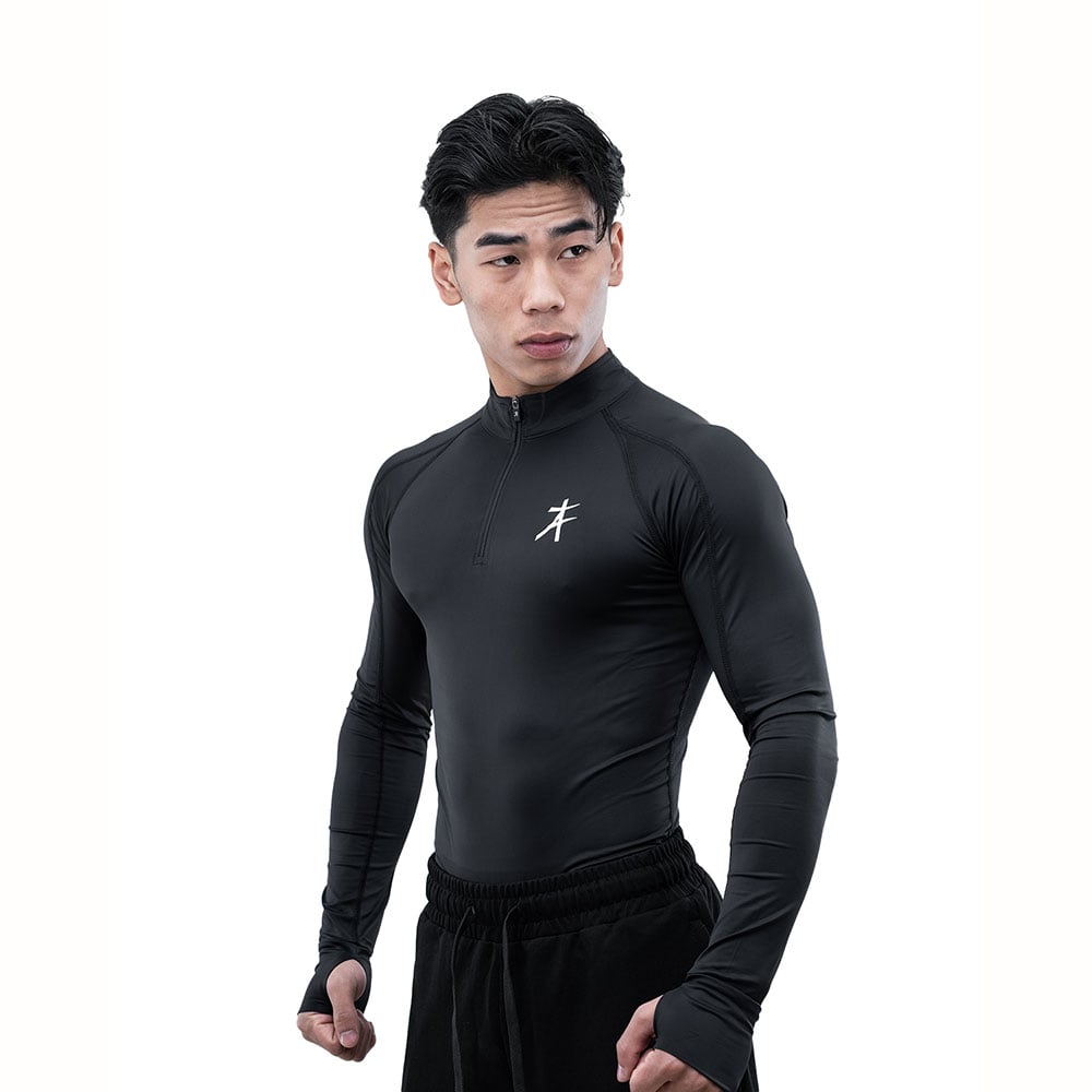 2 - Athflex Men's Compression Fit Hustle Highneck Pullover,  Black  Large 