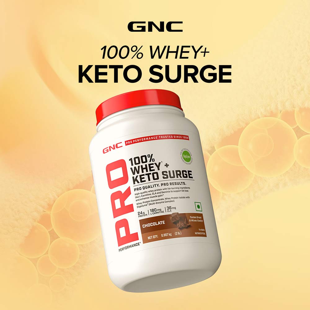 4 - GNC Pro Performance 100% Whey + Keto Surge,  2 lb  Chocolate 