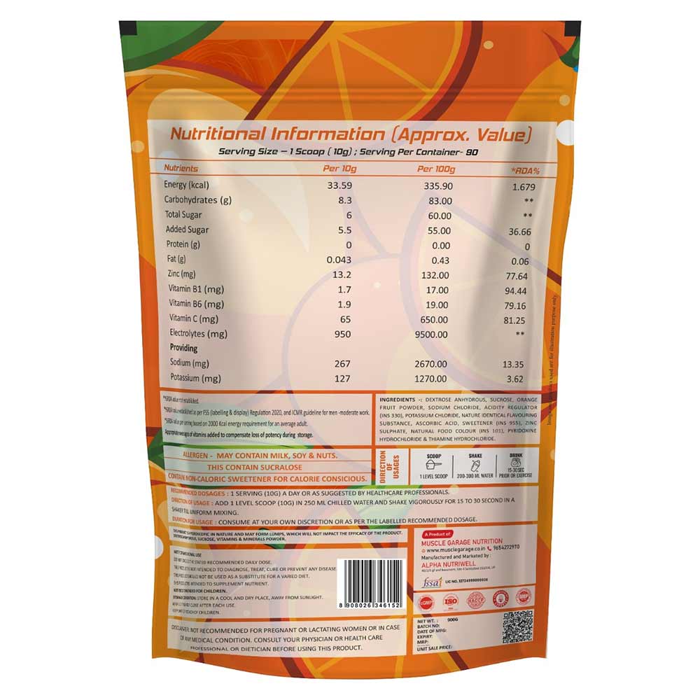 2 - Muscle Garage GOAT Hydration Refuel Energy Drink,  900 g  Orange 