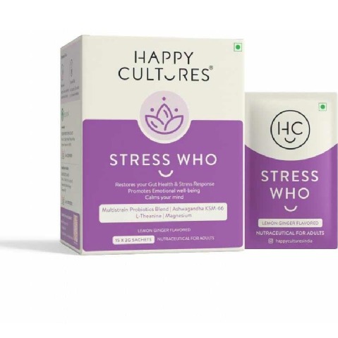 1 - Happy Cultures Stress Who Lemon Ginger,  15 sachets/pack 