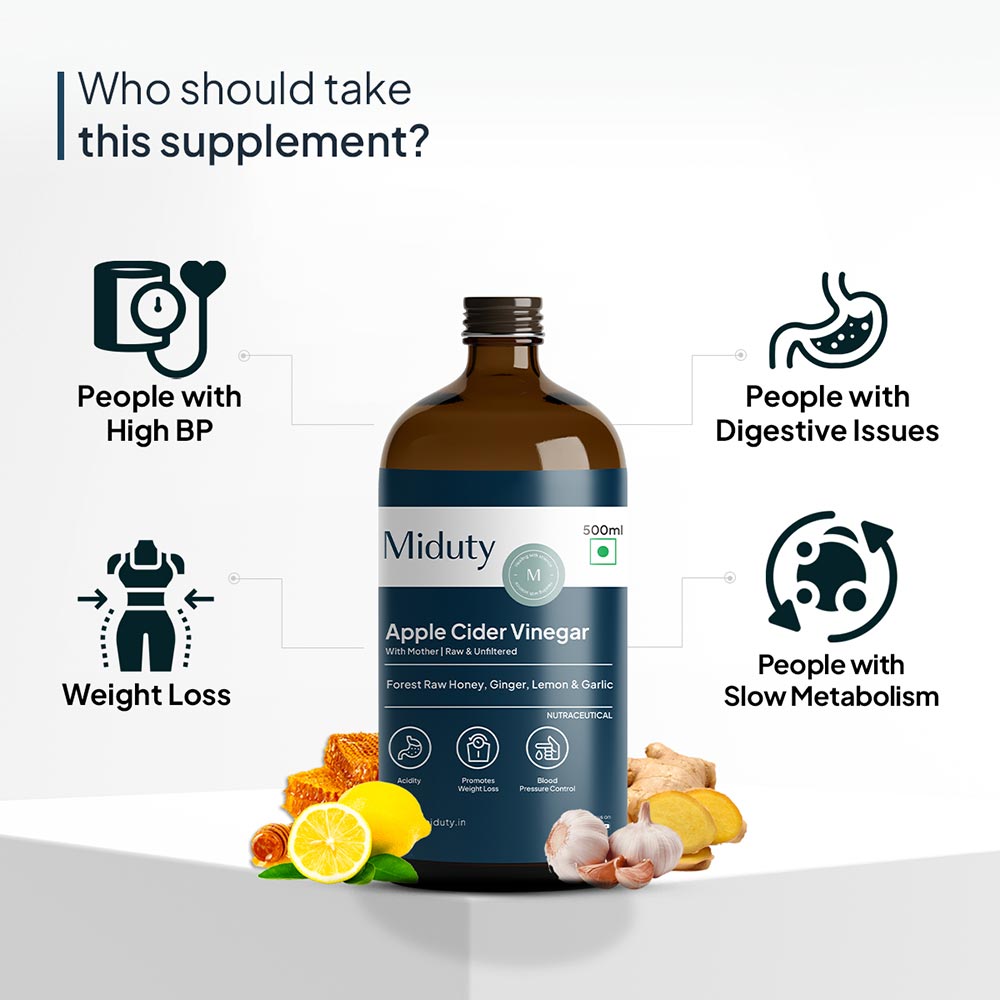 5 - Miduty Apple Cider Vinegar with Mother,  500 ml  Raw & Unfiltered 
