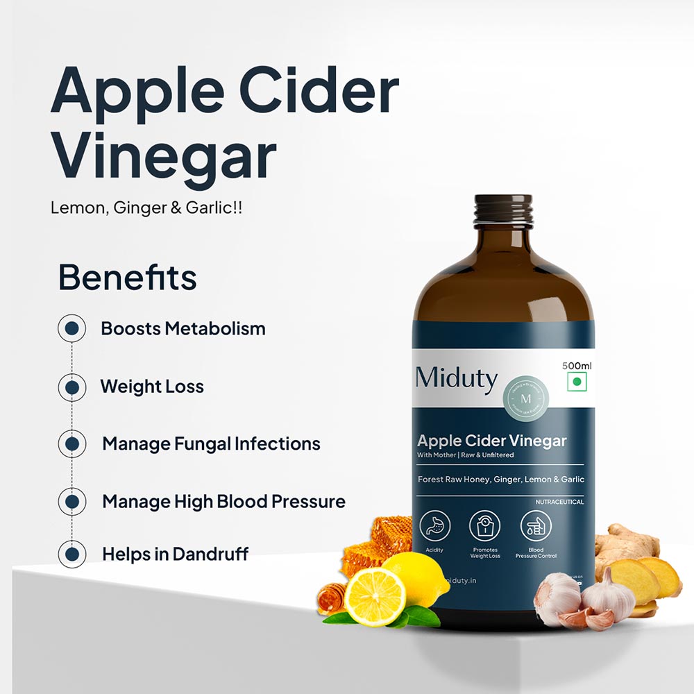2 - Miduty Apple Cider Vinegar with Mother,  500 ml  Raw & Unfiltered 
