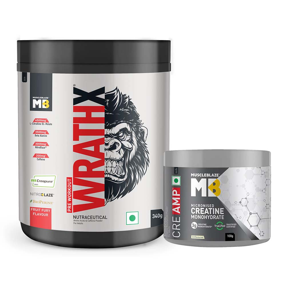 MuscleBlaze Pre Workout WrathX 0.75 lb Fruit Fury & Creatine Monohydrate CreAMP 0.22 lb Combo-picture-28