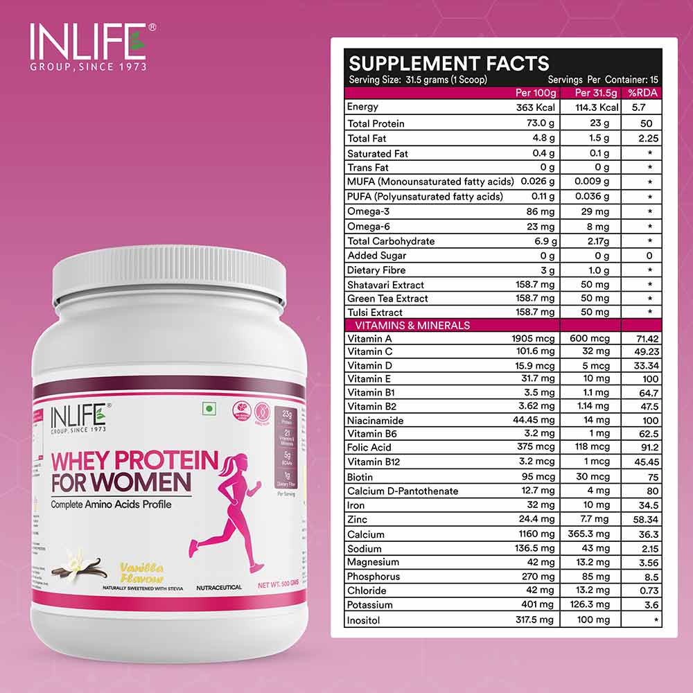 4 - INLIFE Whey Protein for Women,  1.1 lb  Vanilla 