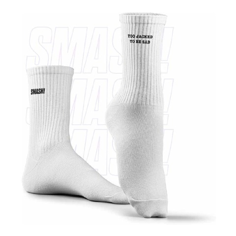 2 - Smash Socks,  White - Sock it Up  Crew Length 
