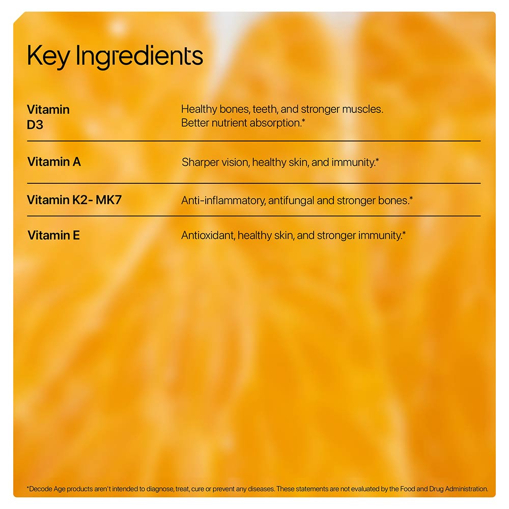 3 - Decode Age DAKE Vitamin D3, K2 (MK-7), A & E,  30 veggie capsule(s) 