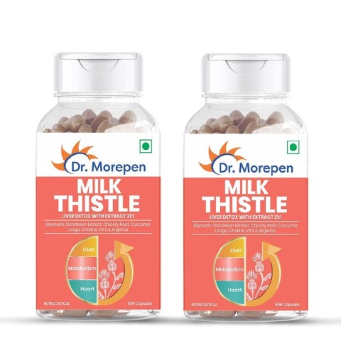 1 - Dr. Morepen Milk Thistle+ (Pack of 2),  60 capsules 
