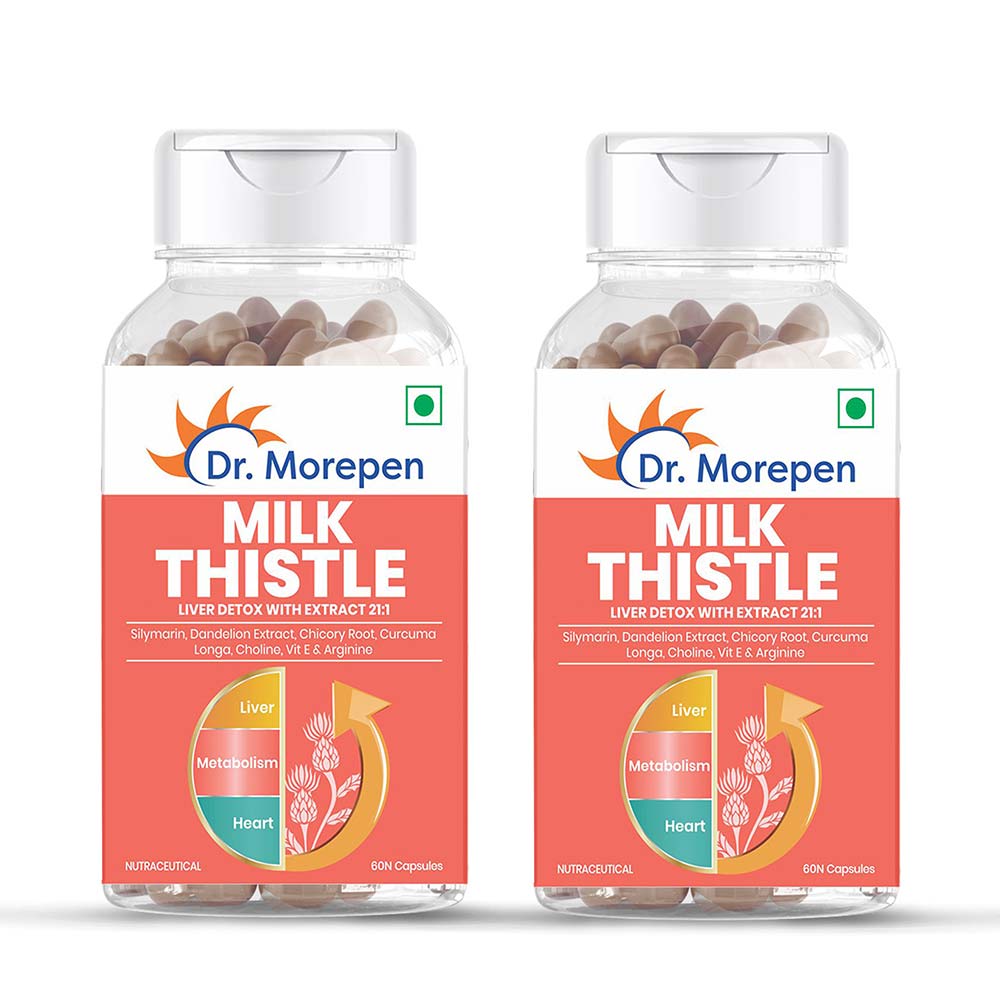 1 - Dr. Morepen Milk Thistle+ (Pack of 2),  60 capsules 