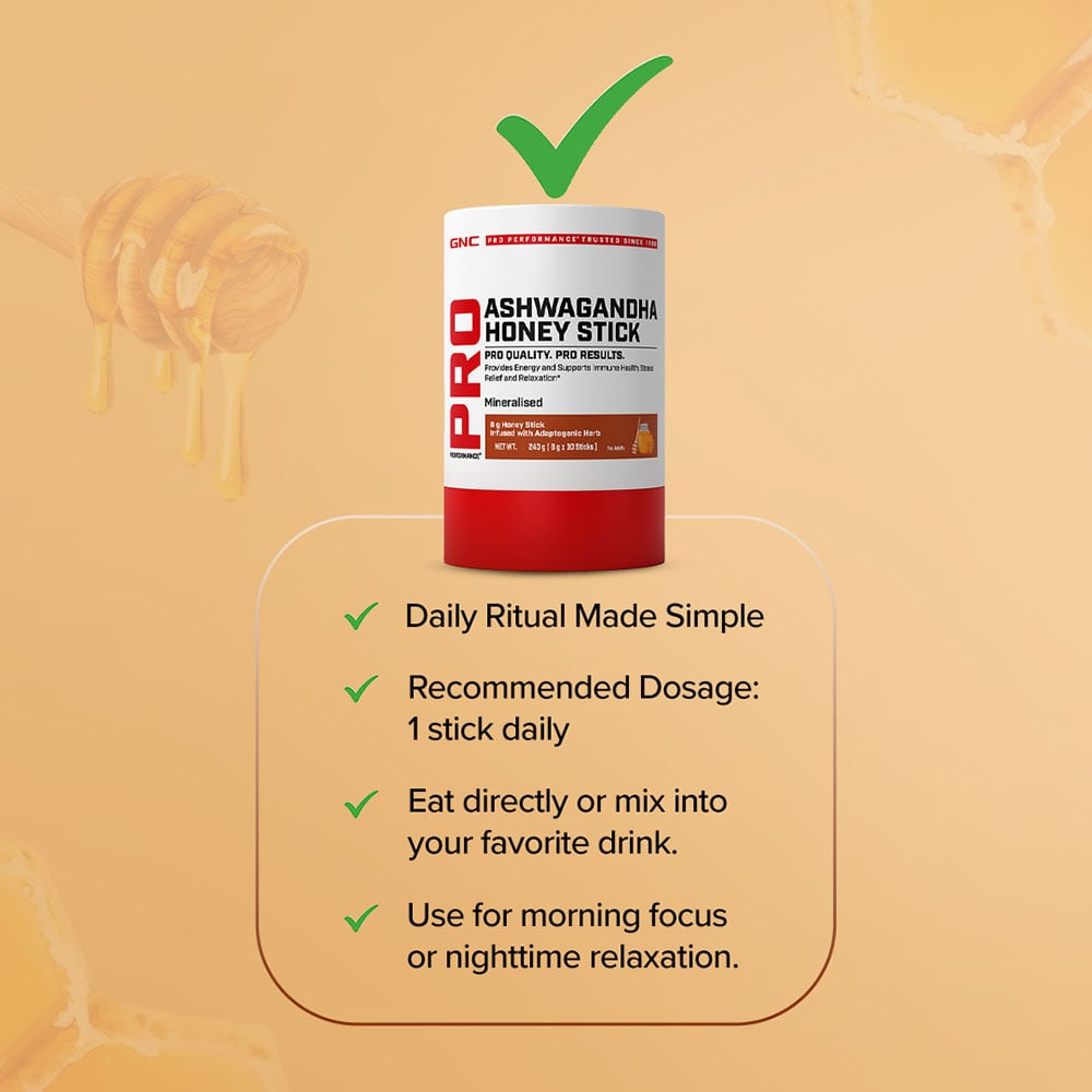 11 - GNC Pro Performance Ashwagandha Honey Stick,  30 sachets/pack 