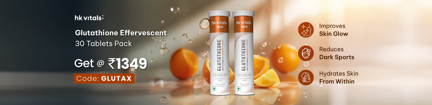 HealthKart HK Vitals Glutathione Effervescent, 30 tablet(s), Orange | Get @ Rs. 1349 | Code: GLUTAX