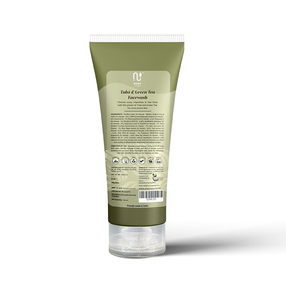 2 - Nuuv Essentials Tulsi & Green Tea Face Wash,  100 ml  for Acne Prone Skin 