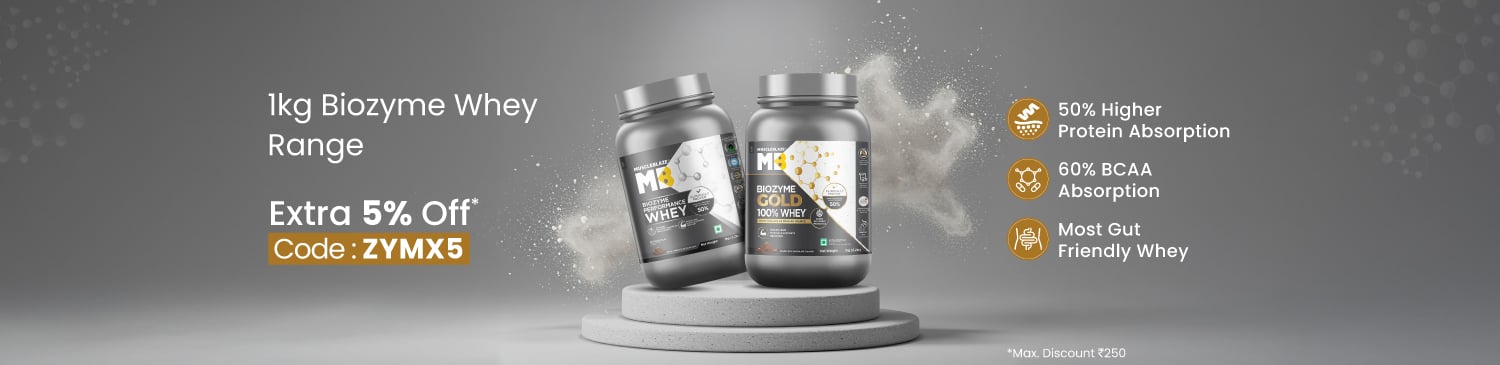 Biozyme Whey 1kg Range | Extra 5% Off | Max Discount Rs. 250 | ZYMX5