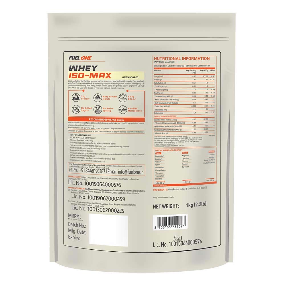 7 - Fuel One Whey Iso-Max Powder,  2.2 lb  Unflavoured 