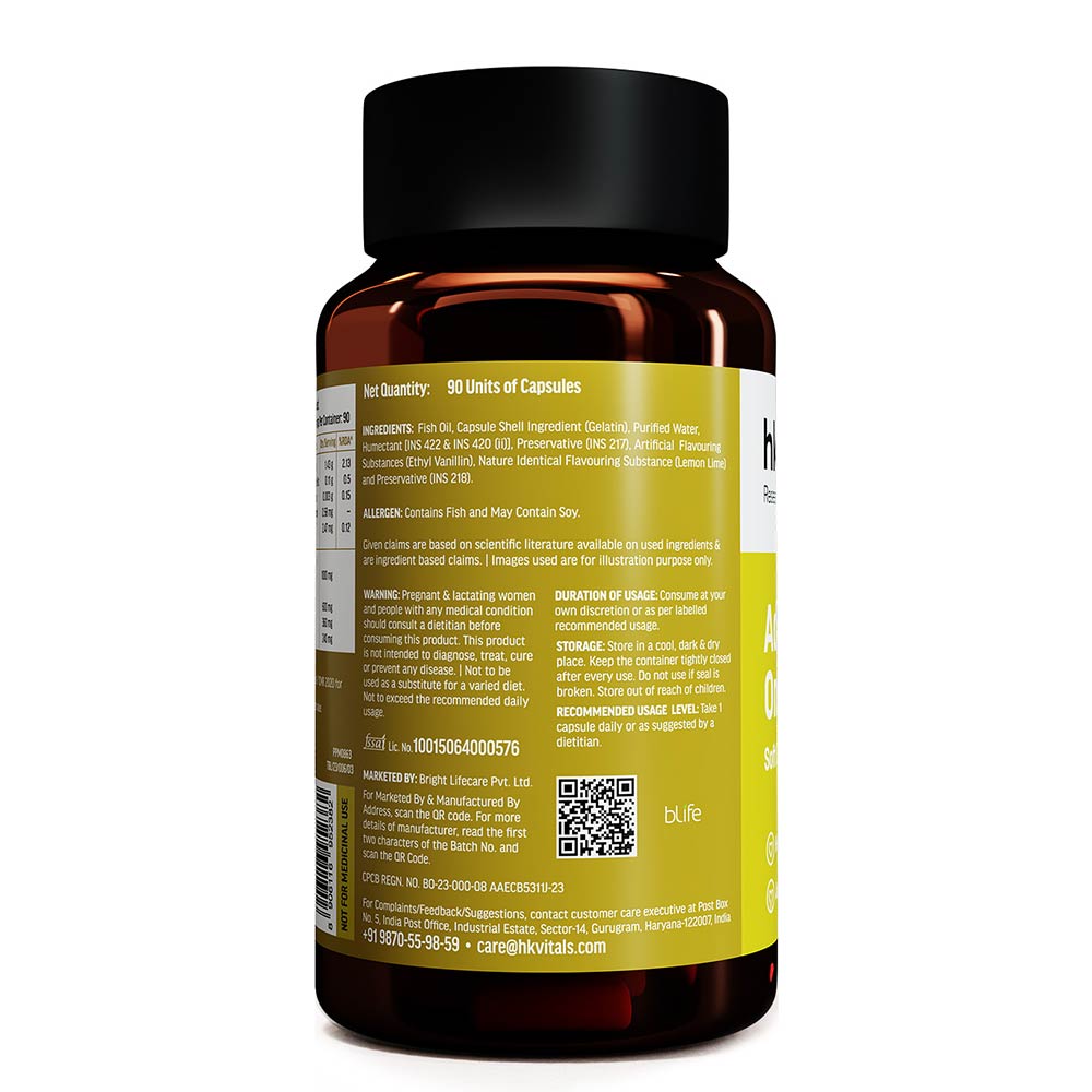 1 - HK Vitals Advanced Omega-3 with 360mg EPA & 240mg DHA,  90 capsules