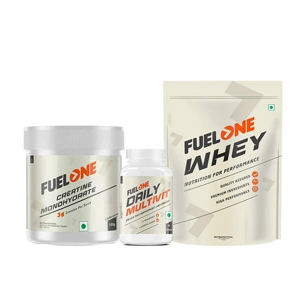 Fuel One Whey Protein 1 kg Chocolate & 100g Creatine Monohydrate & Daily Multivitamin 30 Tabs Combo
