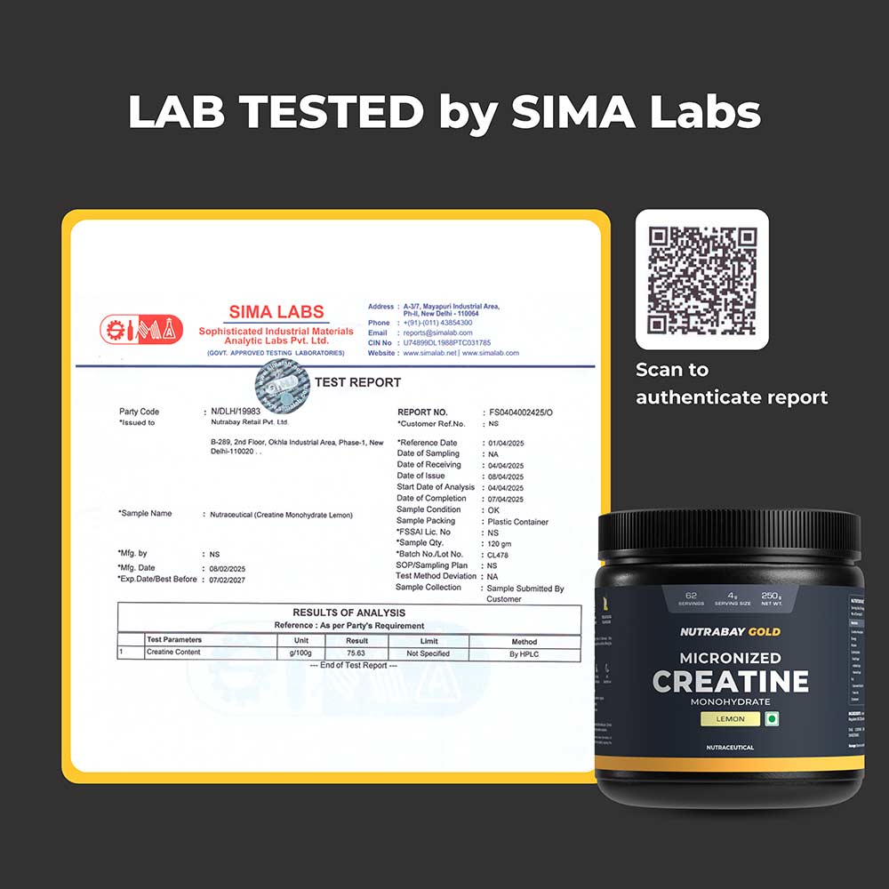 Nutrabay Gold Micronised Creatine Monohydrate,  Lemon  0.55 lb 
