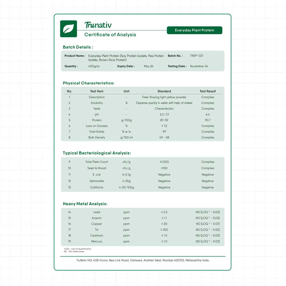 10 - TruNativ Plant Based Everyday Protein,  400 g  Unflavoured 