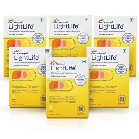 1 - Dr. Morepen LightLife Pre-Meal Nutrition,  10 sachets/pack  Lemon (Pack of 6) 