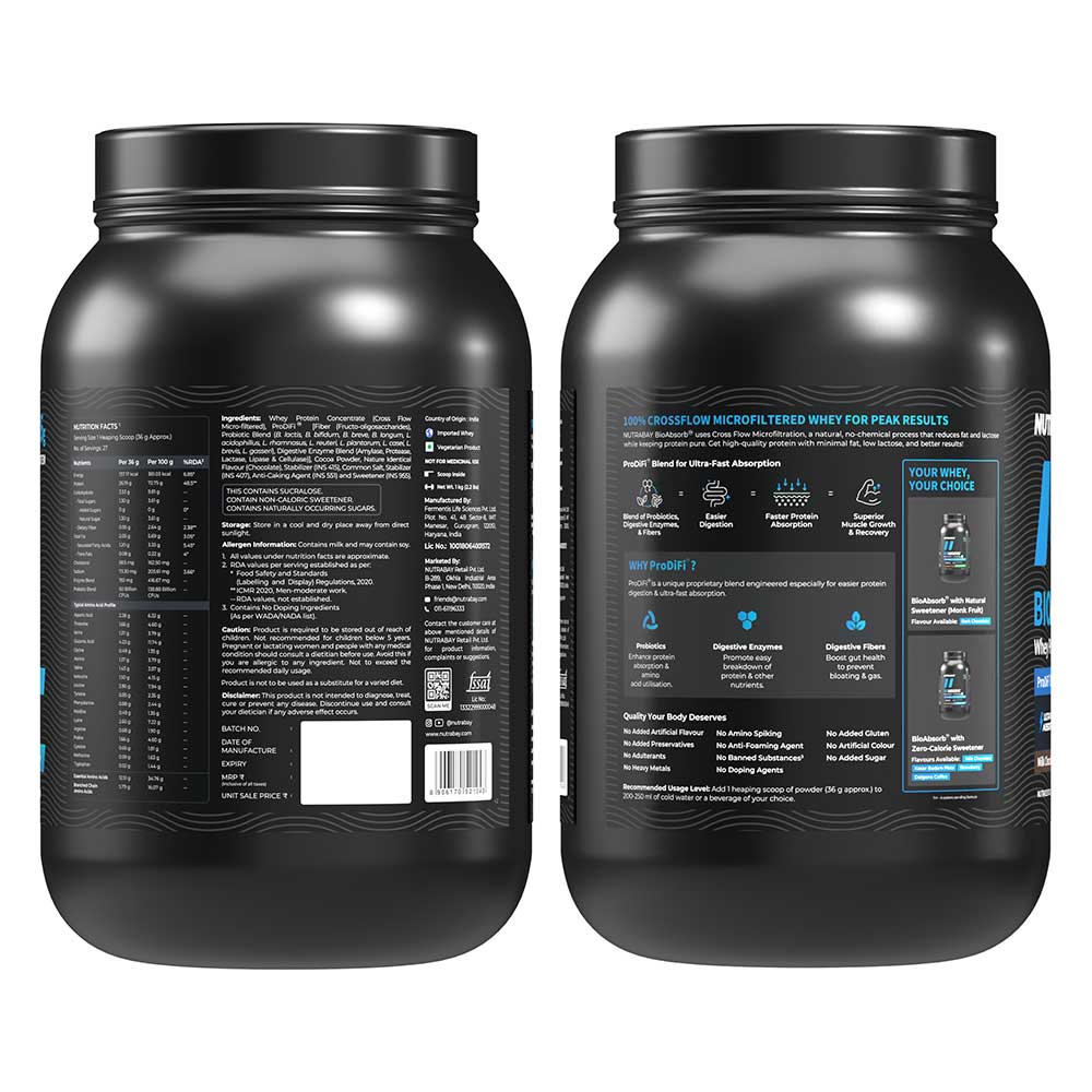 7 - Nutrabay BioAbsorb Whey Protein,  2.2 lb  Milk Chocolate 