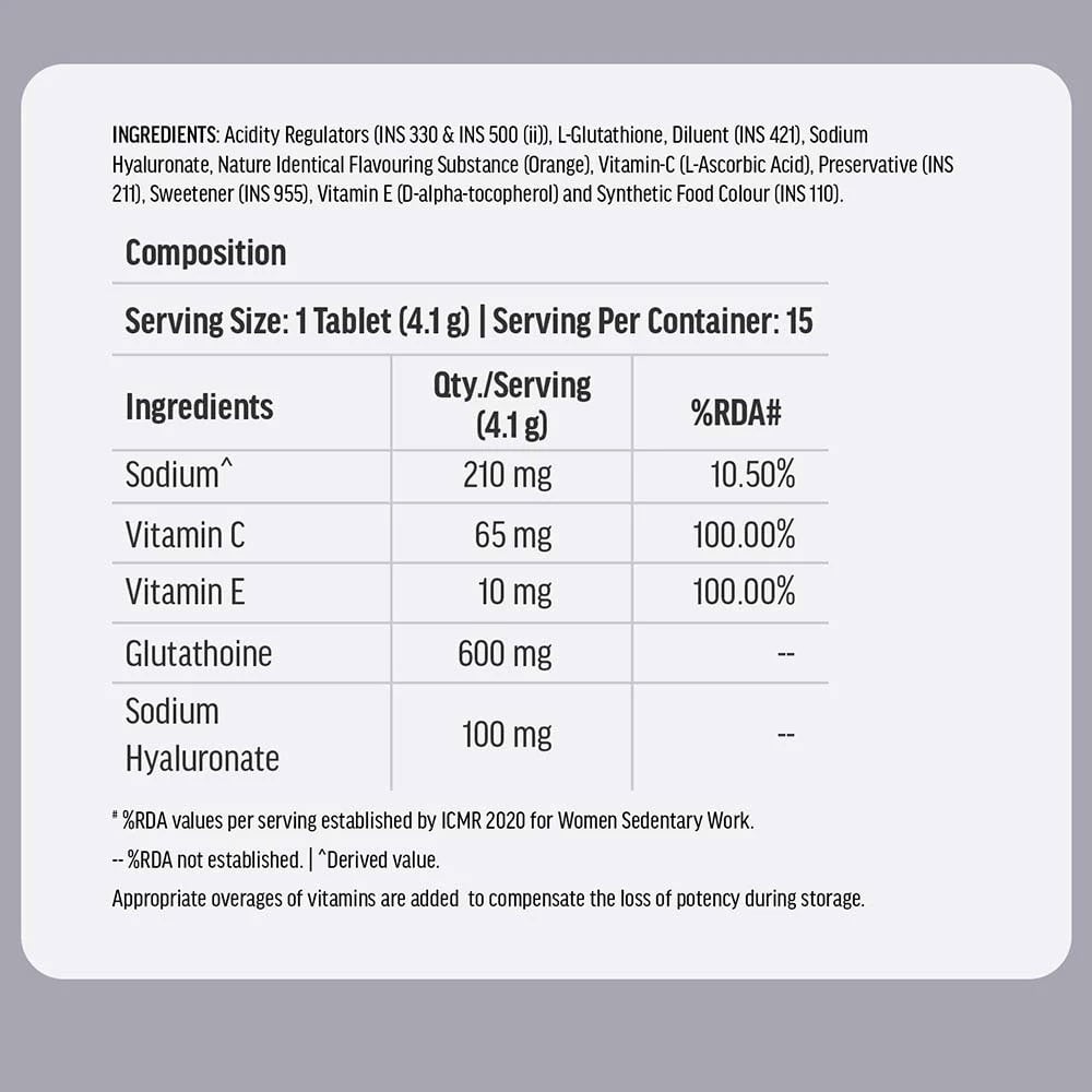 Glutathione Effervescent 15 Tabs Orange and 30 ml 5% Niacinamide Face Serum