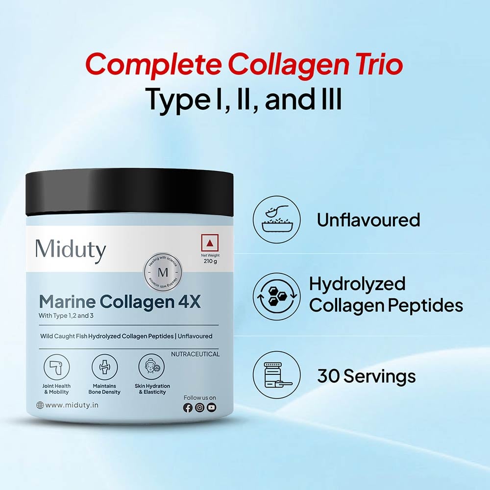 3 - Miduty Marine Collagen 4X,  210 g  Unflavoured 
