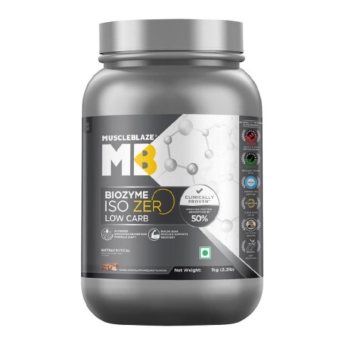 2 - MuscleBlaze Biozyme Iso-Zero, 2.2 lb Low Carb Swiss Chocolate Hazelnut - Low Sweetness