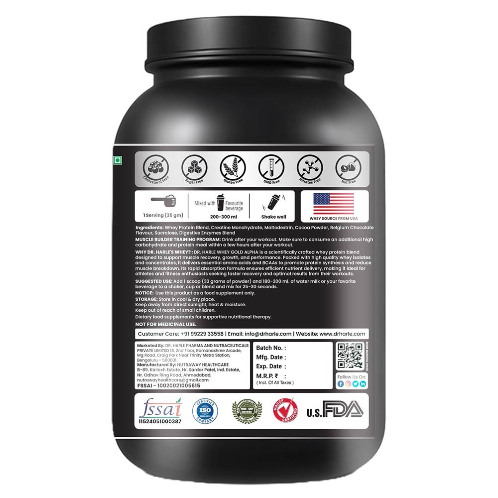 2 - DR. HARLE Alpha Whey Protein,  2.2 lb  Belgian Chocolate 