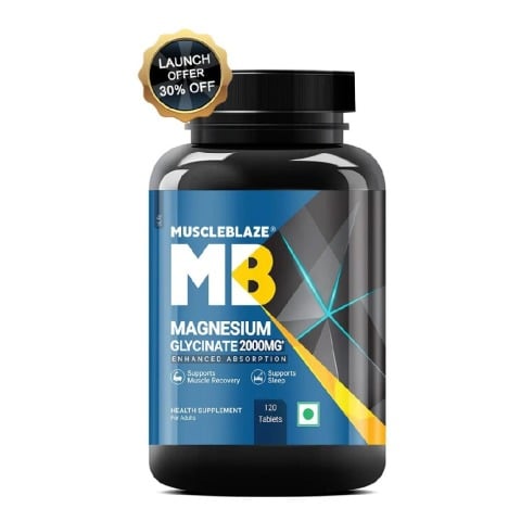 MuscleBlaze Magnesium Bisglycinate,  Unflavored  120 tablets 