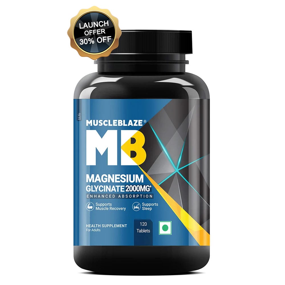 MuscleBlaze Magnesium Bisglycinate,  Unflavored  120 tablets 