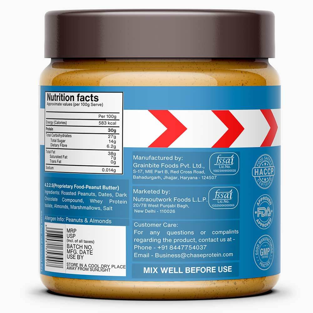 2 - Chase Protein Peanut Butter with Isolate Whey,  400 g  Rocky Road Dark Chocolate 