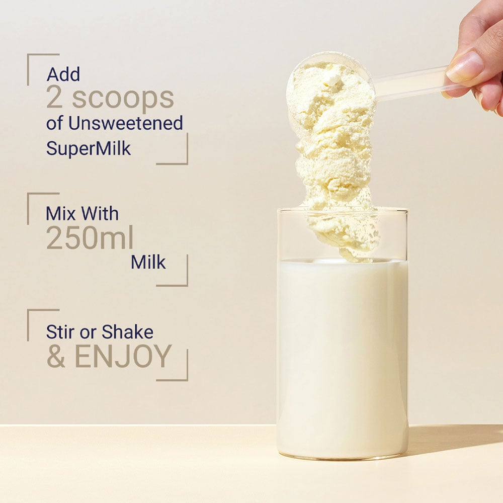 1 - Supermilk Height+ Unsweetened for 13+ Yrs Girl Personalized Protein and Nutrition Drink Mix,  400 g  Creamy Pink Vanilla