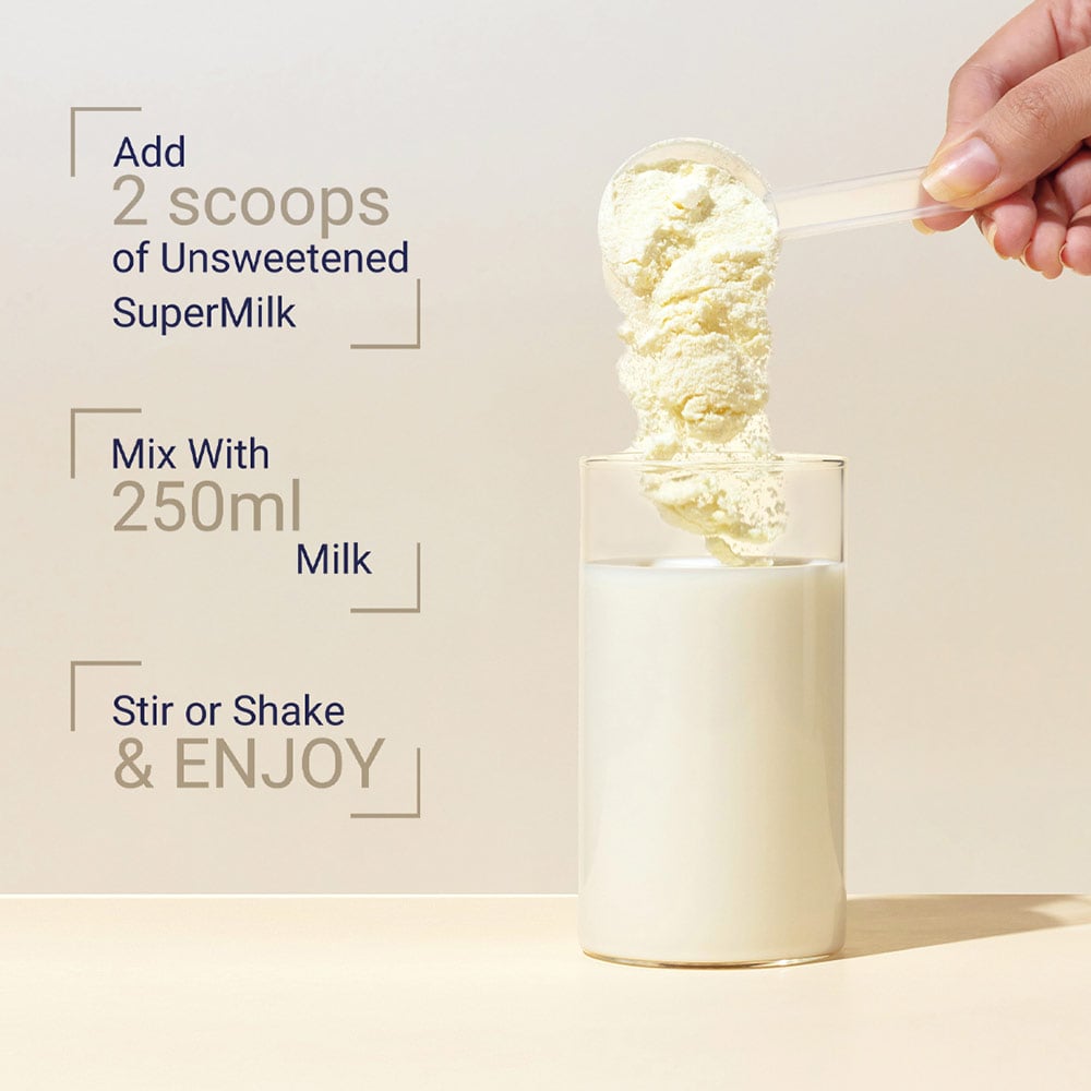 1 - Supermilk Height+ Unsweetened for 7-12 Yrs Boy Personalized Protein and Nutrition Drink Mix,  400 g  Creamy Vanilla