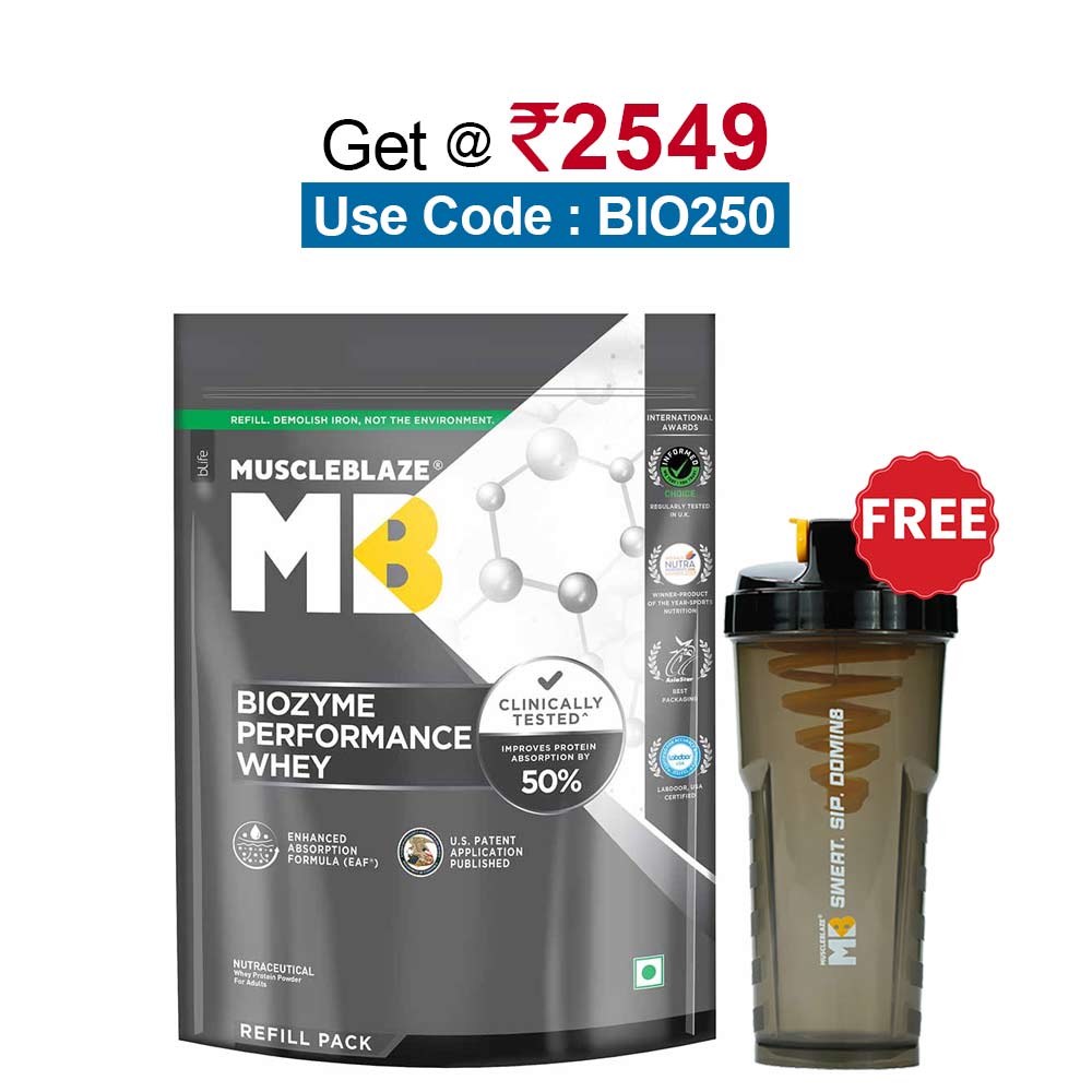 MuscleBlaze Biozyme Performance Whey,  2.2 lb  Refill Pack Magical Mango 