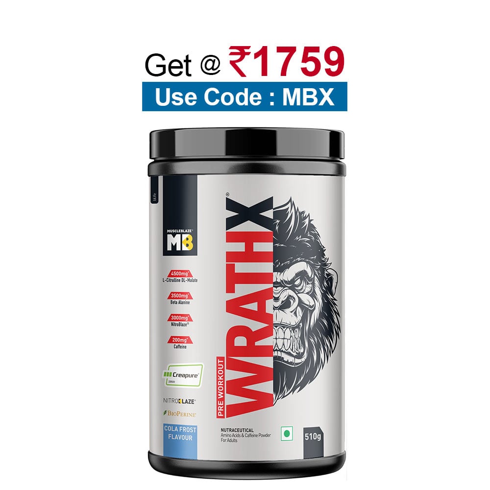 MuscleBlaze Pre Workout WrathX,  1.12 lb  Cola Frost 
