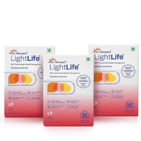 1 - Dr. Morepen LightLife Pre-Meal Nutrition,  10 sachets/pack  Litchi (Pack of 3) 
