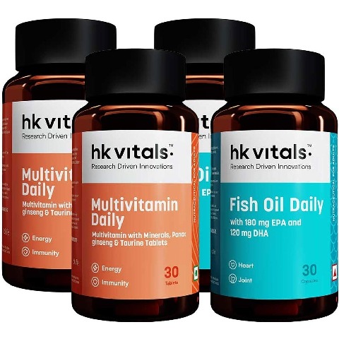 HealthKart HK Vitals Assorted Multivitamin Fish Oil 30N Tabs+ 30N Softgel Caps - Pack of 2