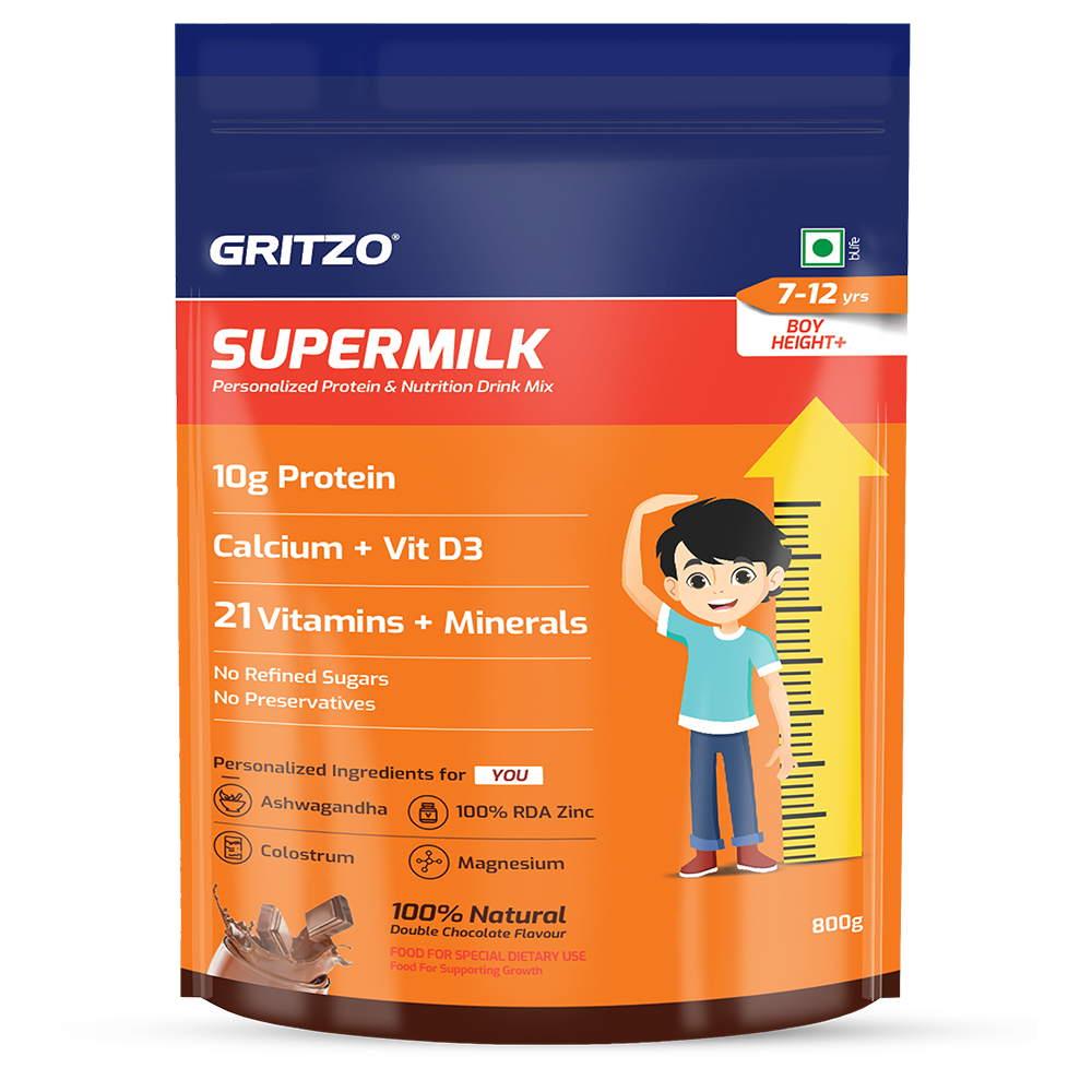 1 - Supermilk Height+ for Boy 7 to 12 years, 800 g Double Chocolate 7-12 Yrs Boy Height+