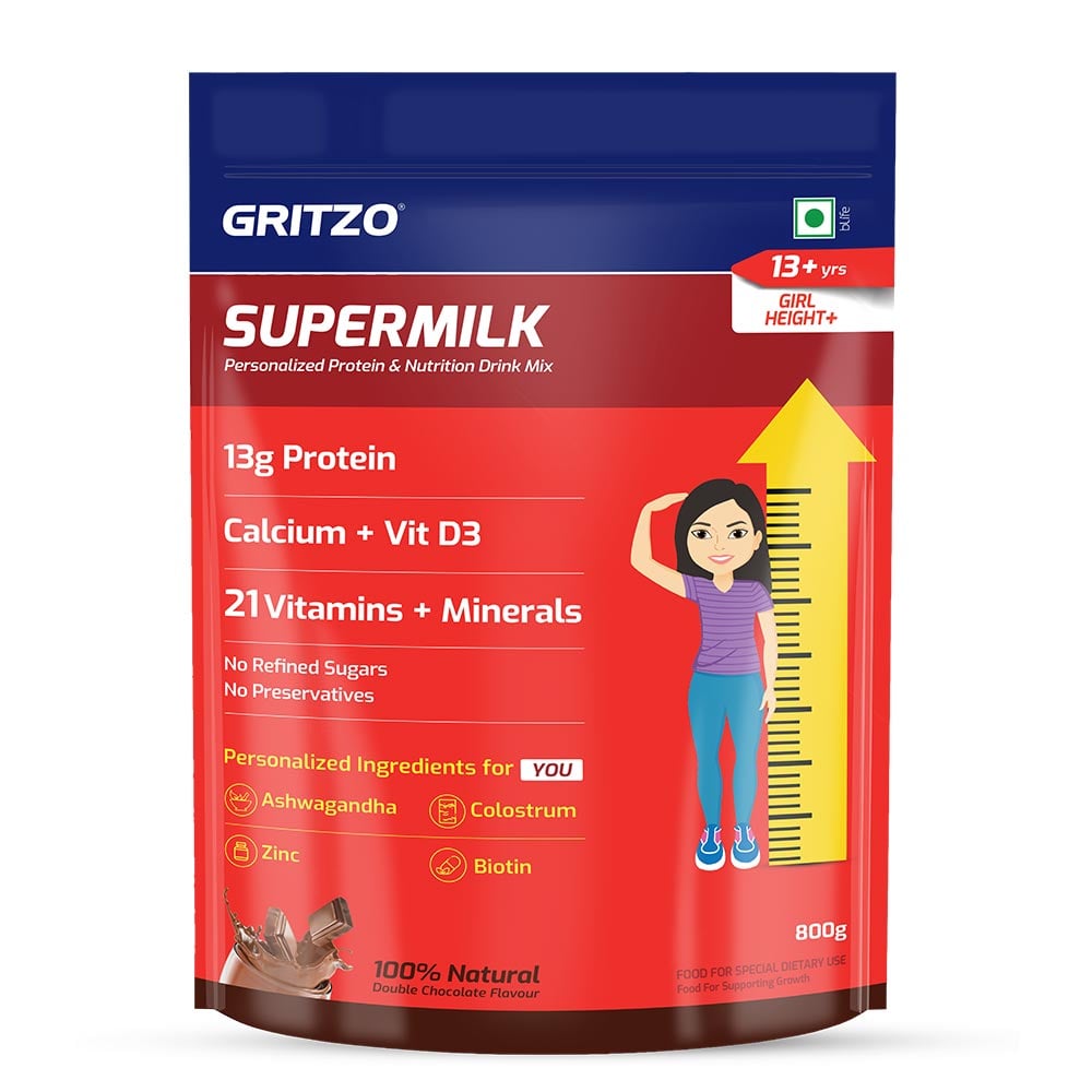 1 - Supermilk Height+ for Girl 13+ years, 1 kg Double Chocolate 13+ Yrs Girl Height+