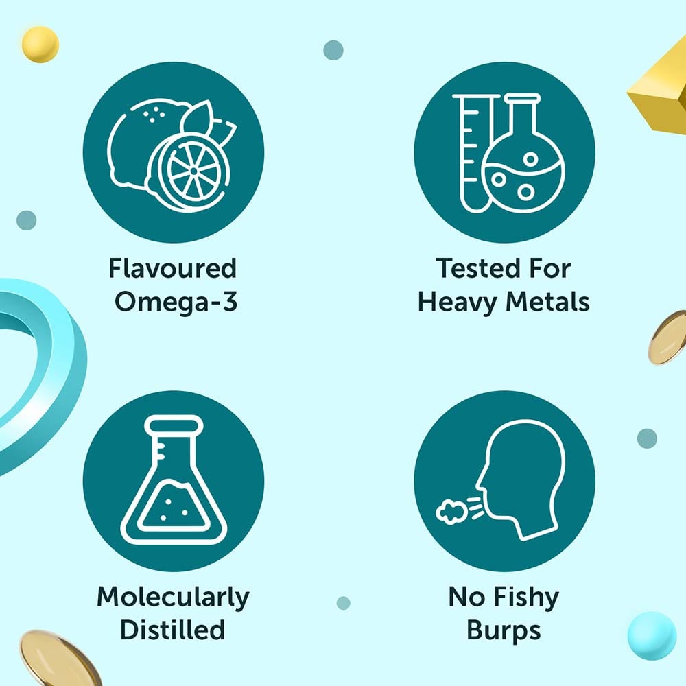 7 - Neuherbs Mini Deep-Sea Fish Oil 1000mg for Heart & Bone Lemon Flavour,  20 softgels 