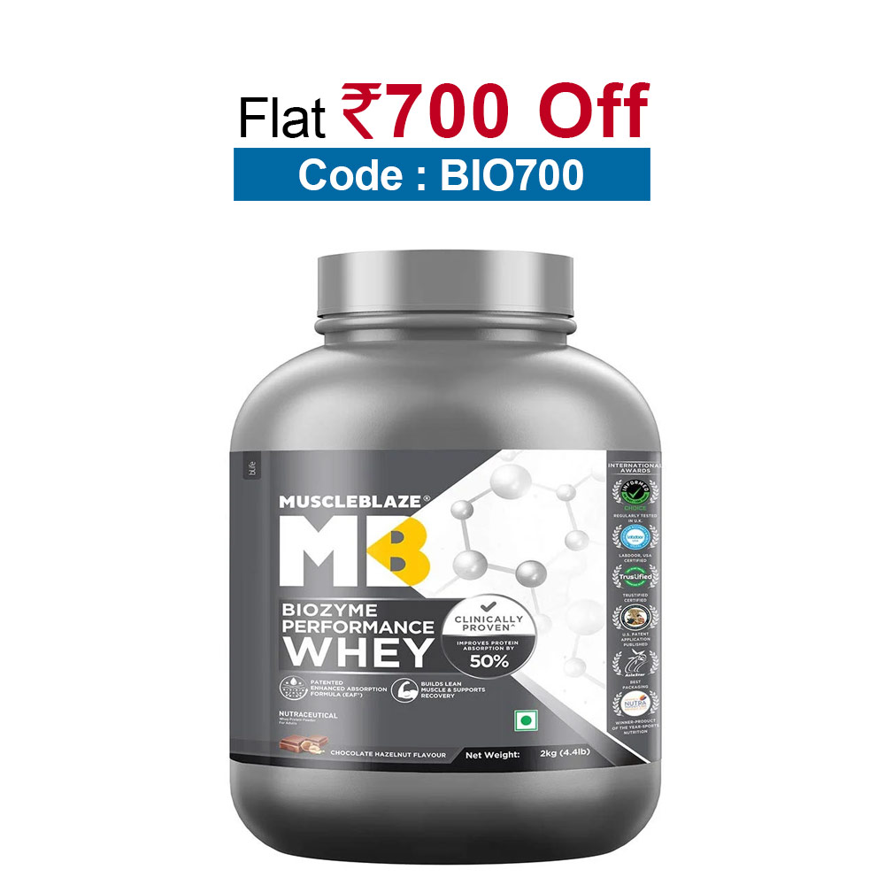 MuscleBlaze Biozyme Performance Whey, 4.4 lb Chocolate Hazelnut