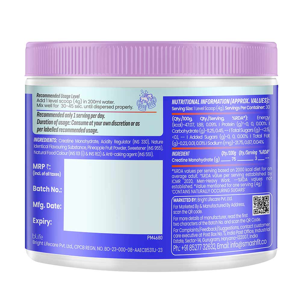 4 - Smash Micronised Creatine Monohydrate,  Citrus Surge  0.265 lb