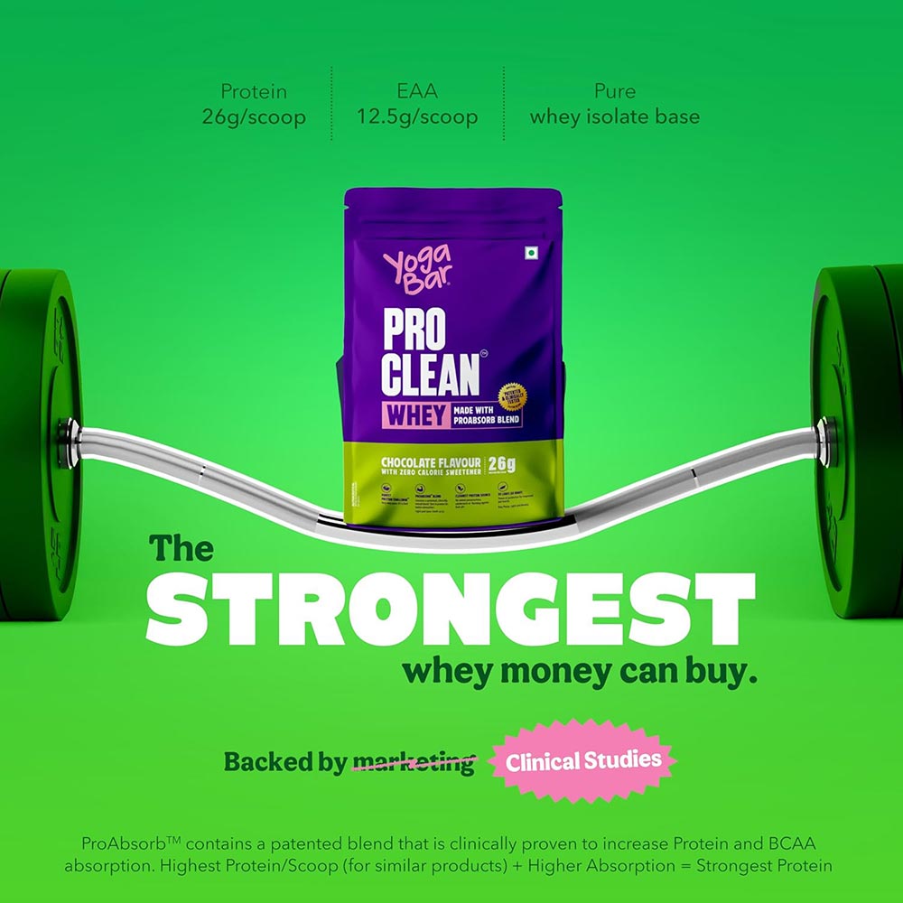 2 - Yogabar Pro Clean Whey,  1 sachets/pack  Chocolate with Zero Calorie Sweetener 