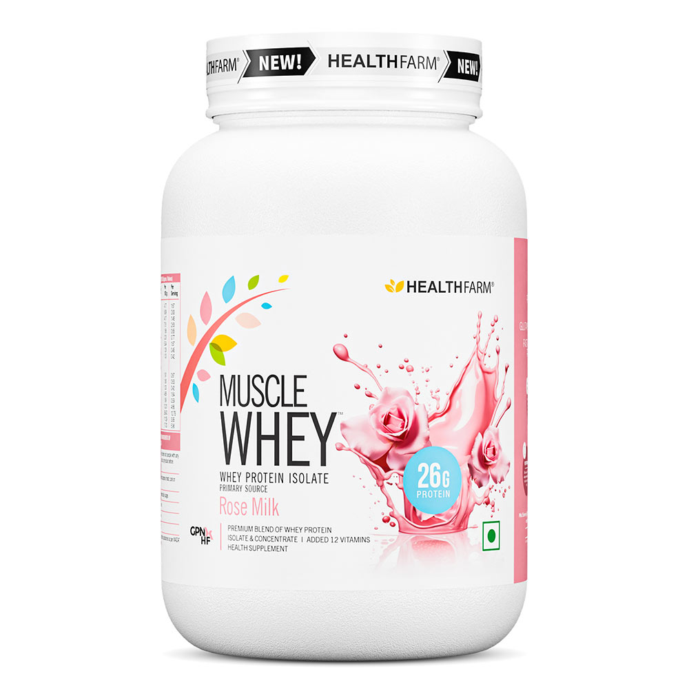1 - Healthfarm Muscle Whey,  2.2 lb  Rose Milk 