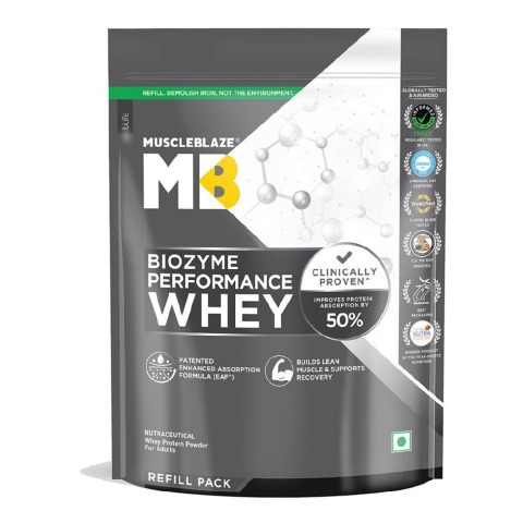 1 - MuscleBlaze Biozyme Performance Whey, 2.2 lb Refill Pack Rich Chocolate